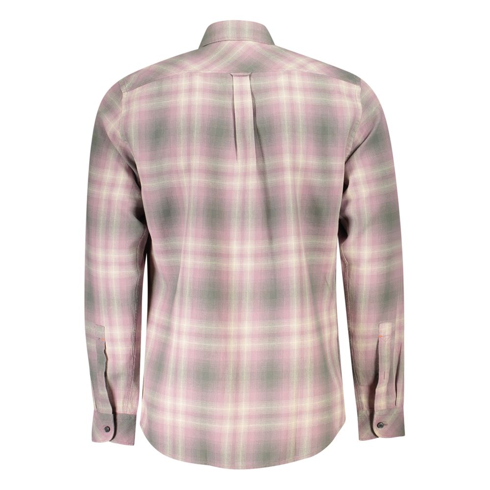 Pink Cotton Men ShirtStep into a realm of sophistication with this Hugo Boss long-sleeved shirt. Designed for the modern gentleman, it boasts a regular fit that’s perfectly tailored to convey effortless style. Meticulously crafted with 100% cotton, it fea