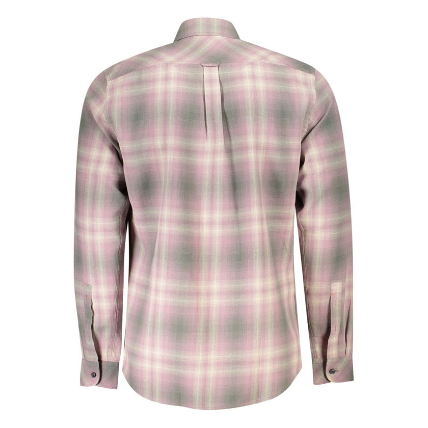 Pink Cotton Men ShirtStep into a realm of sophistication with this Hugo Boss long-sleeved shirt. Designed for the modern gentleman, it boasts a regular fit that’s perfectly tailored to convey effortless style. Meticulously crafted with 100% cotton, it fea