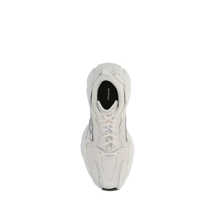 White Calf Leather Bos Taurus Athletic SneakersMonday Sneakers by Balenciaga combine a sporty aesthetic with refined details. Featuring exposed topstitching, they feature the embossed size on the back of the heel and the 3B Sports Icon rubber motif on bot
