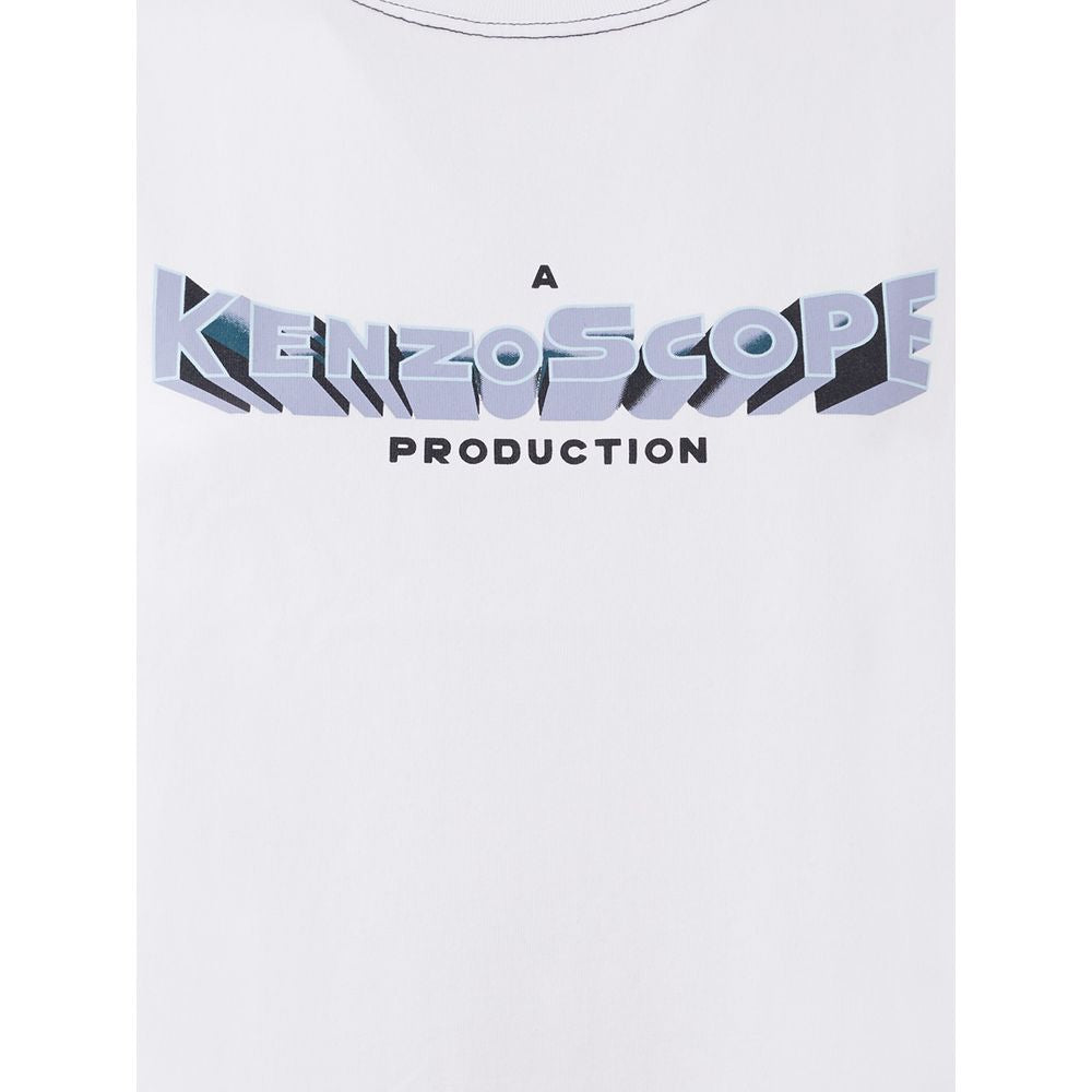 White Cotton T-Shirt with KenzoScope Print