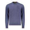Blue Wool Men SweaterElevate your wardrobe essentials with the impeccable craftsmanship of Hugo Boss. This long-sleeved T-shirt blends sophistication with casual charm, featuring a sleek crew neck and the iconic logo delicately embroidered for a statement