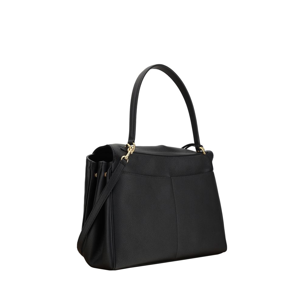 Black Calf Leather Bos Taurus Shoulder BagBalenciaga’s Rodeo Leather Shoulder Bag features a top handle for a comfortable and stylish grip. The front closure features a flap and swivel, adding a distinctive and functional detail. Applied keychain detail o