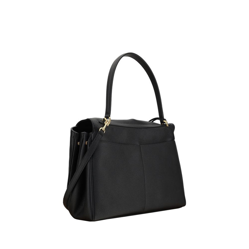 Black Calf Leather Bos Taurus Shoulder BagBalenciaga’s Rodeo Leather Shoulder Bag features a top handle for a comfortable and stylish grip. The front closure features a flap and swivel, adding a distinctive and functional detail. Applied keychain detail o
