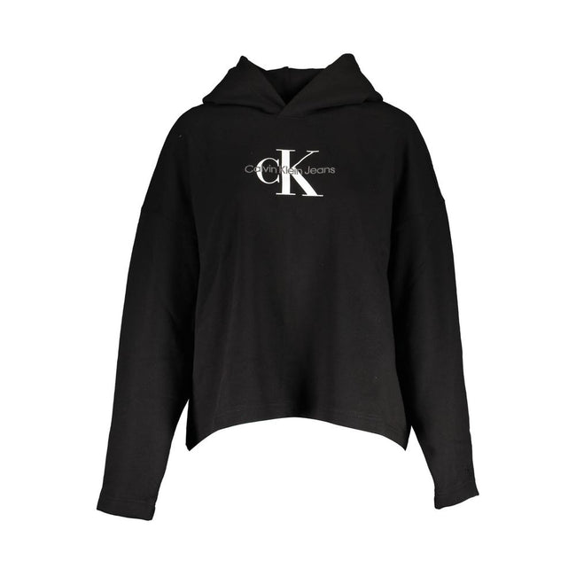 Black Cotton Women SweaterElevate your casual wardrobe with the latest offering from Calvin Klein – a sleek black sweatshirt that masterfully blends comfort with high-end style. This versatile piece showcases meticulous embroidery, an eye-catching print,