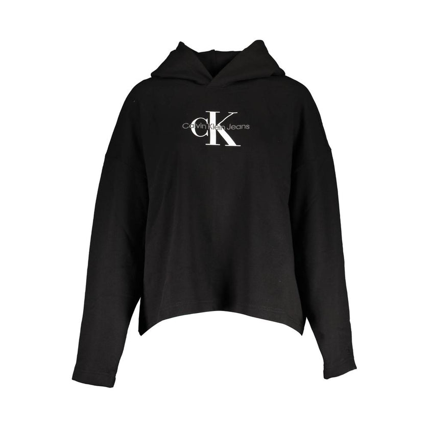 Black Cotton Women SweaterElevate your casual wardrobe with the latest offering from Calvin Klein – a sleek black sweatshirt that masterfully blends comfort with high-end style. This versatile piece showcases meticulous embroidery, an eye-catching print,