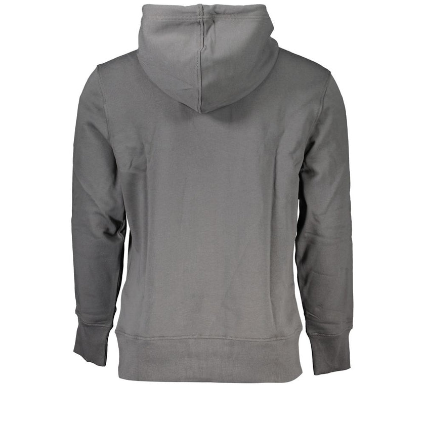 Elegant Gray Hooded SweatshirtIndulge in the comfort of this soft, brushed Calvin Klein sweatshirt, perfect for a refined yet casual look. Its long sleeves and hood offer a classic silhouette, while the central pocket provides functionality. The subtle pr