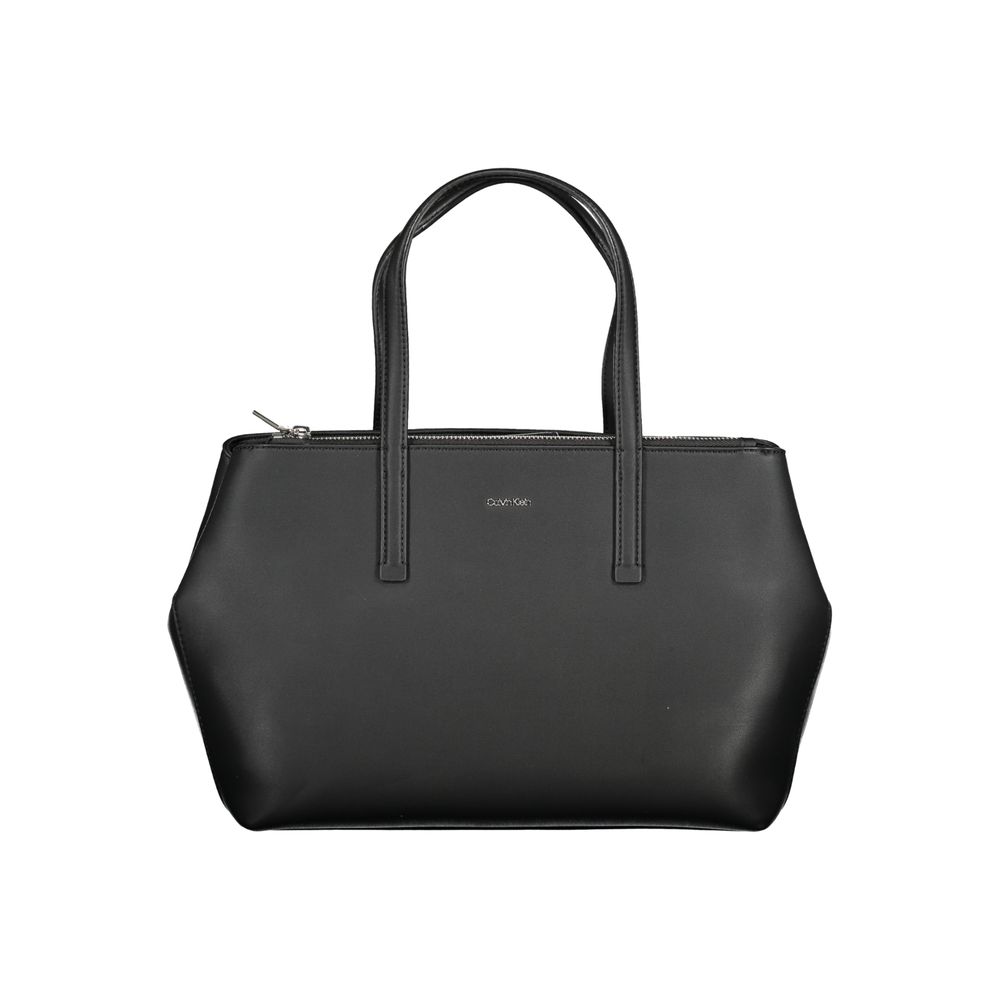 Black Polyester HandbagBAG 2 HANDLES, ADJUSTABLE AND REMOVABLE SHOULDER STRAP, 1 EXTERNAL POCKET, 1 INTERNAL DOCUMENT POCKET, ZIP AND AUTOMATIC CLOSURE, LOGO, 50% RECYCLED POLYESTERBlack Polyester Handbag${tagsCalvin KleinAulae Black Polyester Handbag Cal