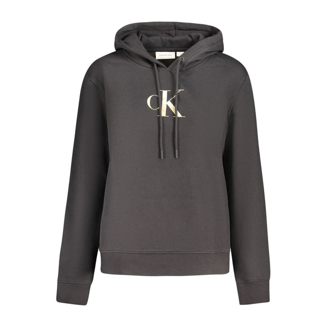 Black Cotton Women SweaterElevate your laid-back style with this chic Calvin Klein hoodie, featuring a sophisticated print emblazoned with the brand’s iconic logo for a punch of designer appeal. Crafted with the perfect blend of cotton and elastane for bo