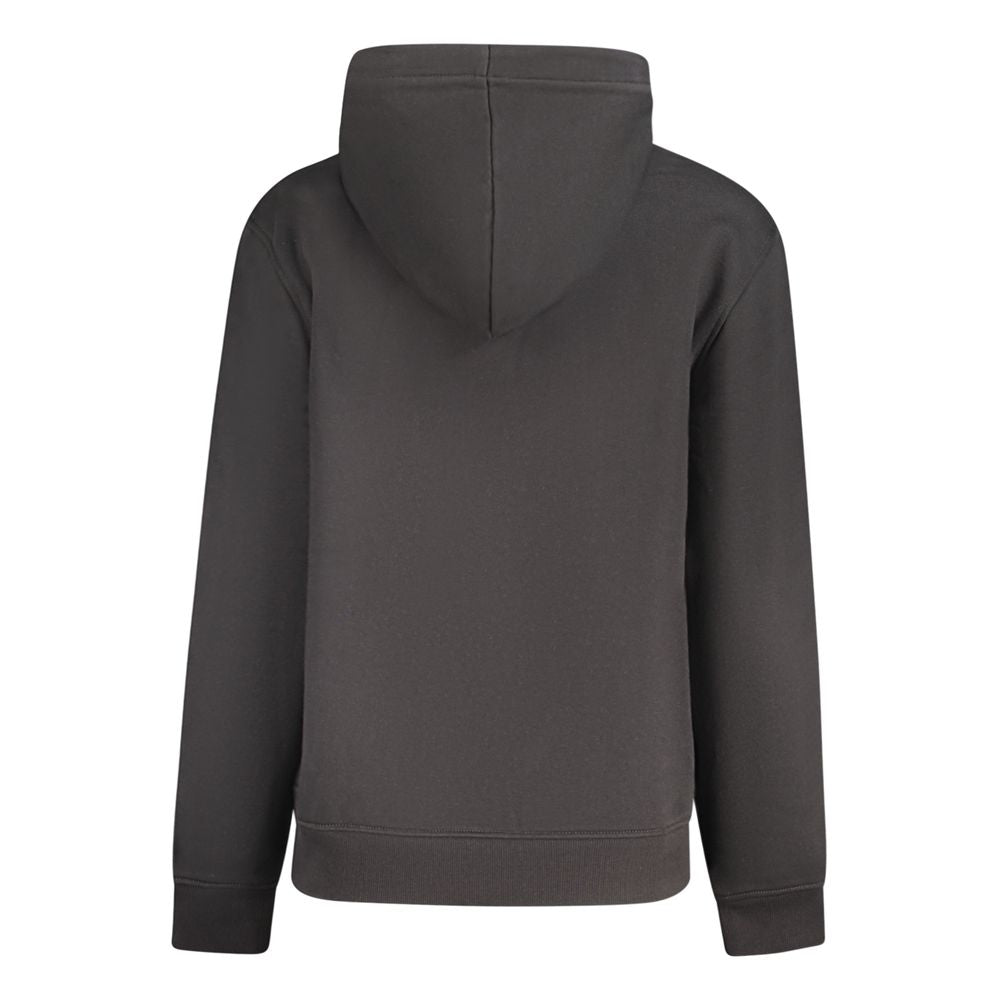 Black Cotton Women SweaterElevate your laid-back style with this chic Calvin Klein hoodie, featuring a sophisticated print emblazoned with the brand’s iconic logo for a punch of designer appeal. Crafted with the perfect blend of cotton and elastane for bo