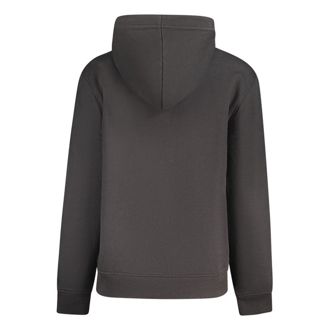 Black Cotton Women SweaterElevate your laid-back style with this chic Calvin Klein hoodie, featuring a sophisticated print emblazoned with the brand’s iconic logo for a punch of designer appeal. Crafted with the perfect blend of cotton and elastane for bo