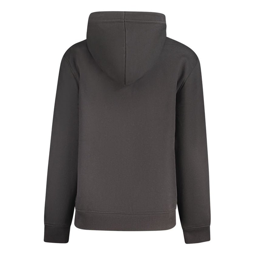 Black Cotton Women SweaterElevate your laid-back style with this chic Calvin Klein hoodie, featuring a sophisticated print emblazoned with the brand’s iconic logo for a punch of designer appeal. Crafted with the perfect blend of cotton and elastane for bo