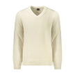 Beige Wool Men SweaterSet the tone of your day with the unmistakable sophistication of Hugo Boss. This long sleeve sweater features a classic V-neck cut, elegantly highlighted by contrasting details that pronounce a modern edge. The iconic Hugo Boss logo