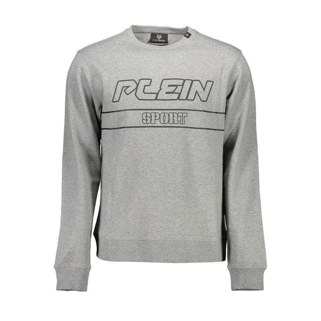 Gray Cotton Men SweaterElevate your off-duty wardrobe with the audaciously stylish Plein Sport long-sleeved sweatshirt. A perfect fusion of comfort and flair, this statement piece exudes a bold personality with its eye-catching contrasting details and ico