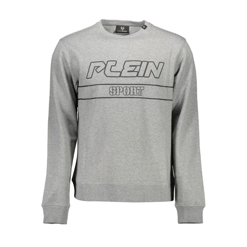 Gray Cotton Men SweaterElevate your off-duty wardrobe with the audaciously stylish Plein Sport long-sleeved sweatshirt. A perfect fusion of comfort and flair, this statement piece exudes a bold personality with its eye-catching contrasting details and ico