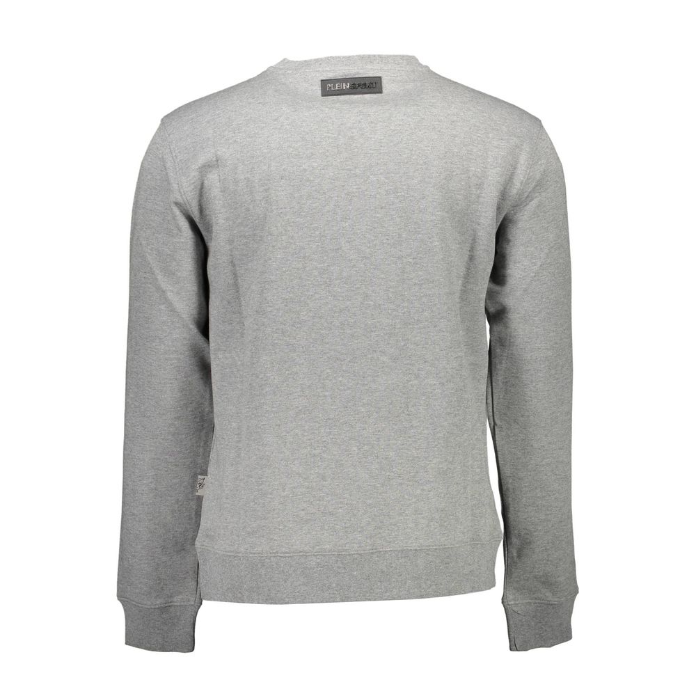 Gray Cotton Men SweaterElevate your off-duty wardrobe with the audaciously stylish Plein Sport long-sleeved sweatshirt. A perfect fusion of comfort and flair, this statement piece exudes a bold personality with its eye-catching contrasting details and ico
