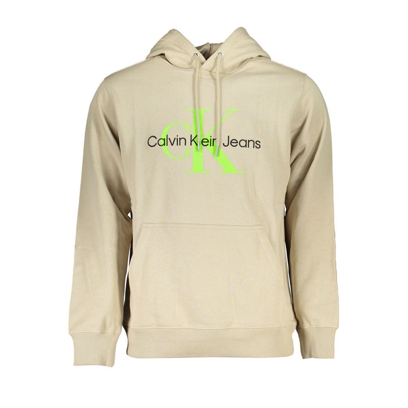 Beige Cotton Men SweaterElevate your style quotient with Calvin Klein’s impeccably crafted sweatshirt. This beige, long-sleeved marvel seamlessly blends comfort and chic with its soft fleece, cozy hood, and central pocket for functionality. Adorned with c