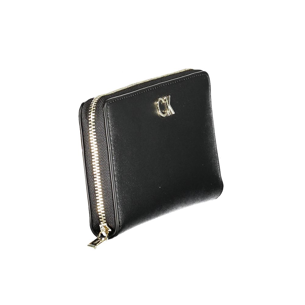 Black Polyethylene Women WalletDistinguish yourself with the sleek sophistication of this Calvin Klein wallet. Crafted for the modern individual, this accessory ensures your essentials are organized with elegance and ease. It showcases a quintet of compar