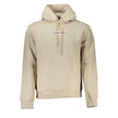 Beige Cotton Men SweaterStep into eco-conscious luxury with the Calvin Klein long-sleeved sweatshirt. Meticulously crafted for the modern trendsetter, this beige hooded wonder boasts plush fleece fabric enriched with 20% recycled cotton. Adorned with soph