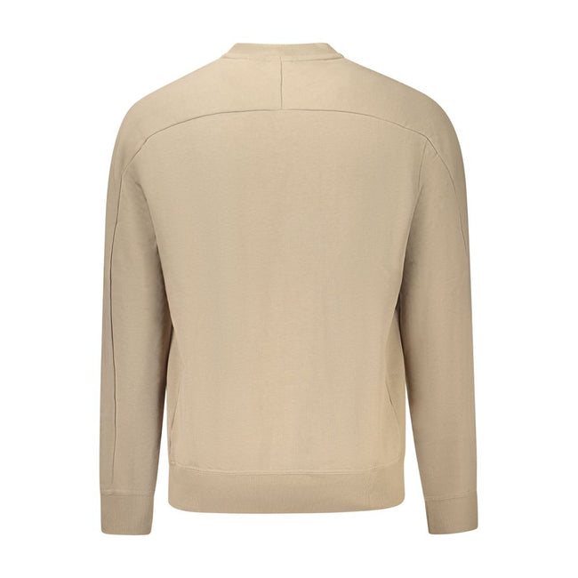 Beige Cotton Men SweaterExperience the perfect blend of comfort and style with this sleek Hugo Boss long sleeve sweatshirt. Crafted from premium organic cotton, it boasts a soft brushed interior for ultimate coziness. The classic crew neck design is eleva