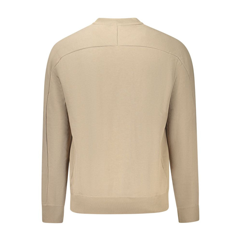 Beige Cotton Men SweaterExperience the perfect blend of comfort and style with this sleek Hugo Boss long sleeve sweatshirt. Crafted from premium organic cotton, it boasts a soft brushed interior for ultimate coziness. The classic crew neck design is eleva