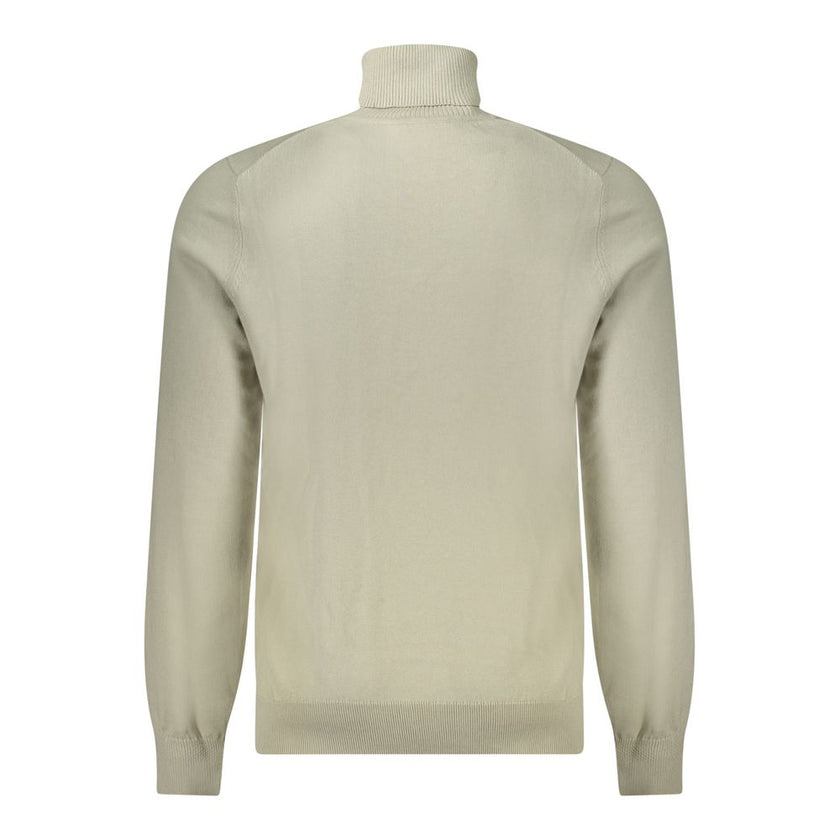Beige Cotton Men SweaterElevate your wardrobe with this sumptuously soft Hugo Boss turtleneck sweater, a perfect blend of comfort and high-end style. Crafted for the modern man, the sleek beige hue complements its sophisticated design, featuring subtle ye