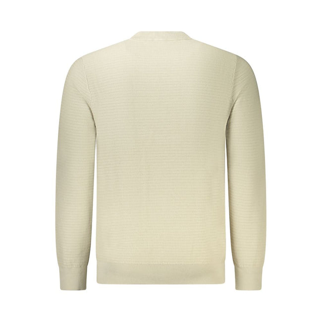 Beige Cotton Men SweaterElevate your wardrobe with the understated sophistication of Hugo Boss. This long-sleeved t-shirt embodies pure comfort and luxury, crafted from a sumptuous blend of 95% cotton and 5% cashmere. A timeless beige hue and a subtle log