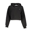 Black Cotton Women SweaterEmbrace the iconic style of Calvin Klein with this sleek black hooded sweatshirt. Crafted with an eye for sustainability, featuring 20% recycled cotton, it’s a fashion statement you can feel good about. The classic Calvin Klein l