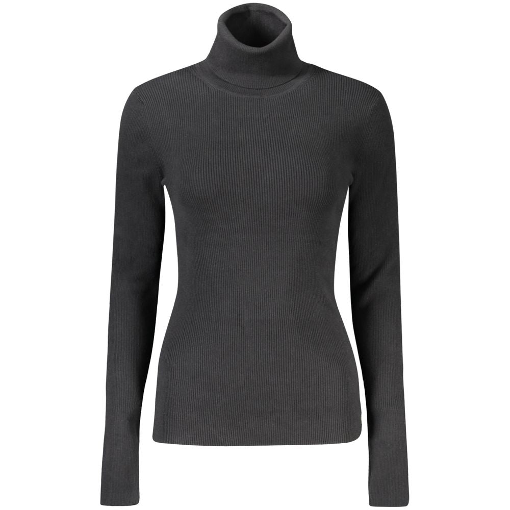 Black Cotton Women SweaterElevate your sweater game with Calvin Klein’s sleek turtleneck – an embodiment of modern sophistication. Tailored from a superior blend that prioritizes both comfort and form, this black sweater is a testament to understated luxu