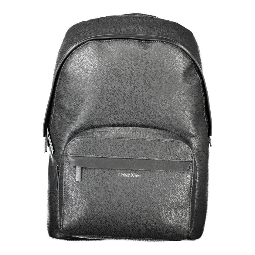 Black Polyester Men BackpackElevate your style with the sleek Calvin Klein backpack, designed for the modern trailblazer. A harmonious blend of functionality and minimalist luxury, this backpack features a chic black exterior with contrasting details that