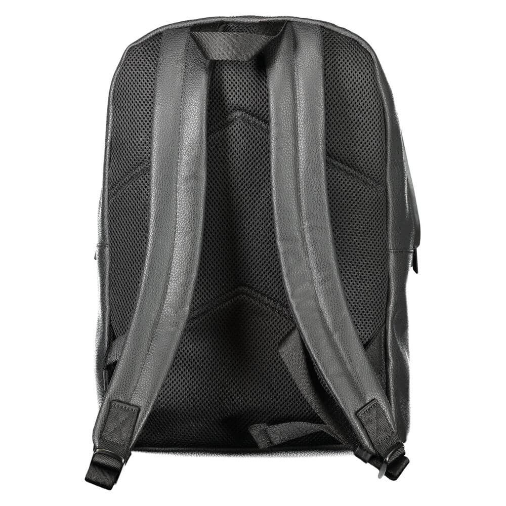Black Polyester Men BackpackElevate your style with the sleek Calvin Klein backpack, designed for the modern trailblazer. A harmonious blend of functionality and minimalist luxury, this backpack features a chic black exterior with contrasting details that