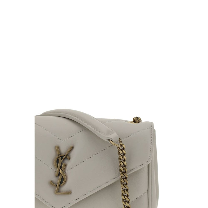 White Lamb Ovis Aries Aries Shoulder BagSaint Laurent’s Lou Lou lambskin Shoulder Bag is an elegant and sophisticated accessory. The quilted leather design is embellished with the iconic YSL logo plaque embossed on the front, while the front closure with