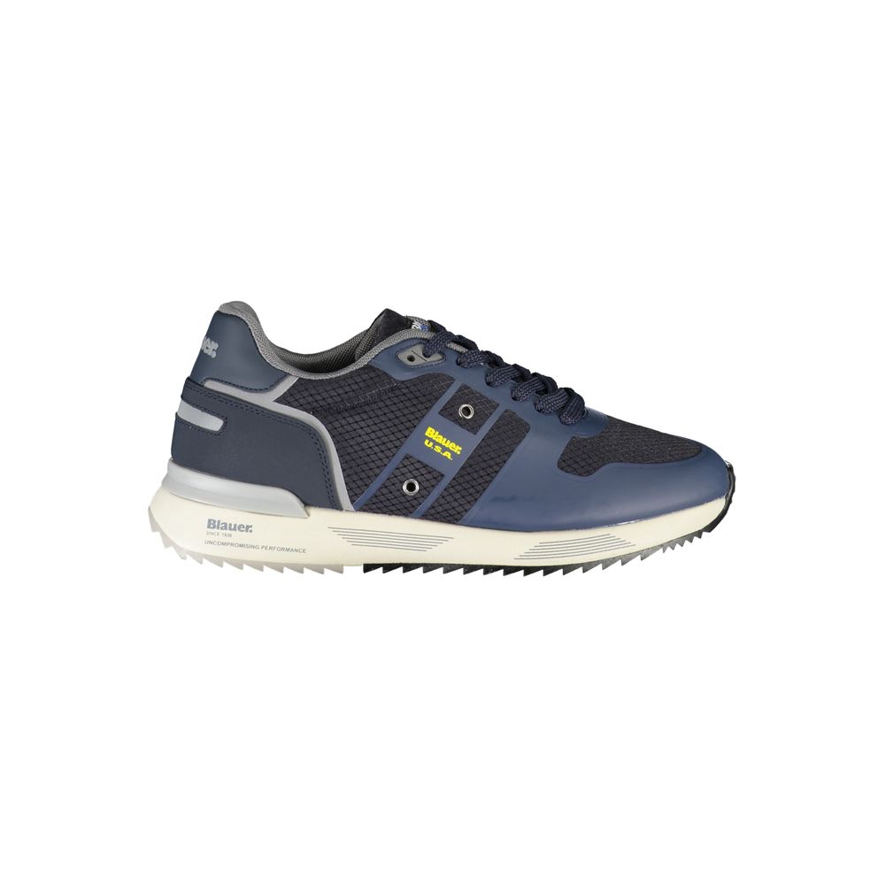 Blaue Leder-Sneaker mit Kontrastdetails von Blauer