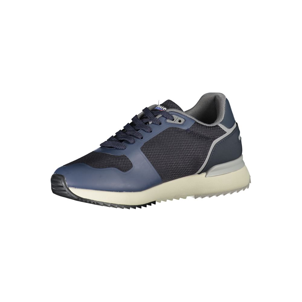 Blaue Leder-Sneaker mit Kontrastdetails von Blauer