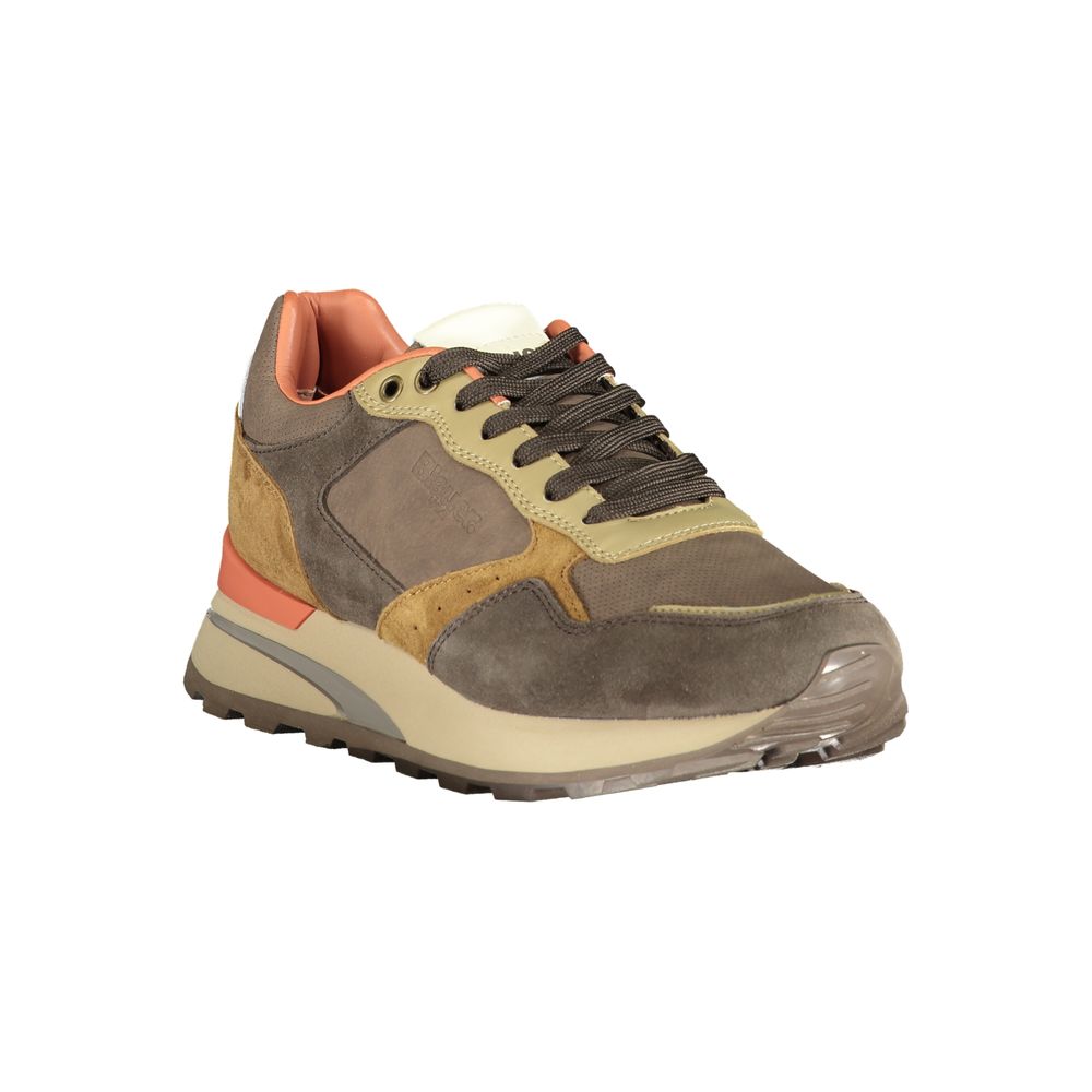 Brown Leather Synthetic Men’s Sneaker with Removable Footbed