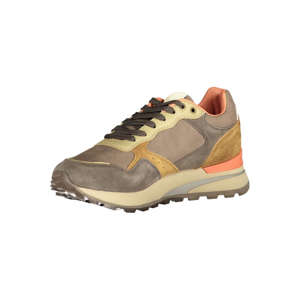 Herren-Sneaker aus braunem Kunstleder mit Wechselfußbett