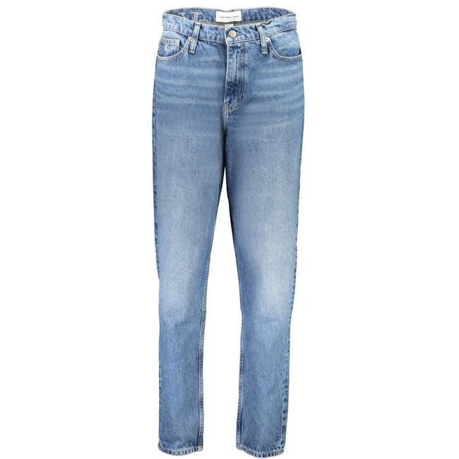 Blue Cotton Women's JeansElevate your denim collection with the quintessential Calvin Klein Mom Jeans. Meticulously crafted with a blend that includes 20% recycled cotton, these jeans merge timeless style with a conscious outlook. Boasting a classic blue