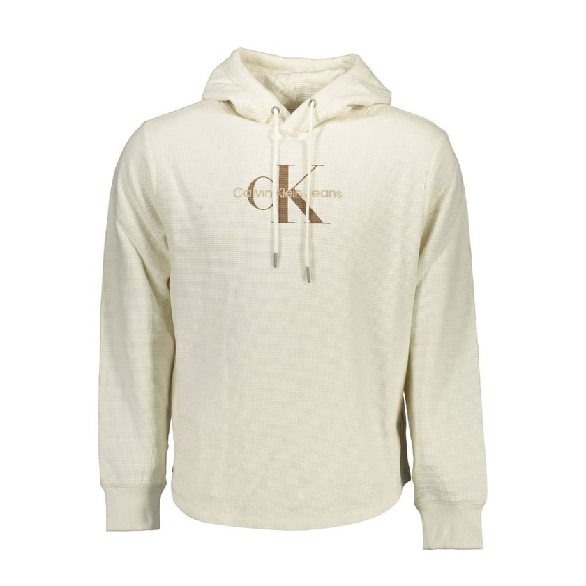 White Cotton Men SweaterElevate your wardrobe with the quintessence of comfort meets style in this Calvin Klein sweatshirt. This essential piece embodies casual luxury, perfect for the trendsetter who appreciates the finesse of subtle branding. With its c