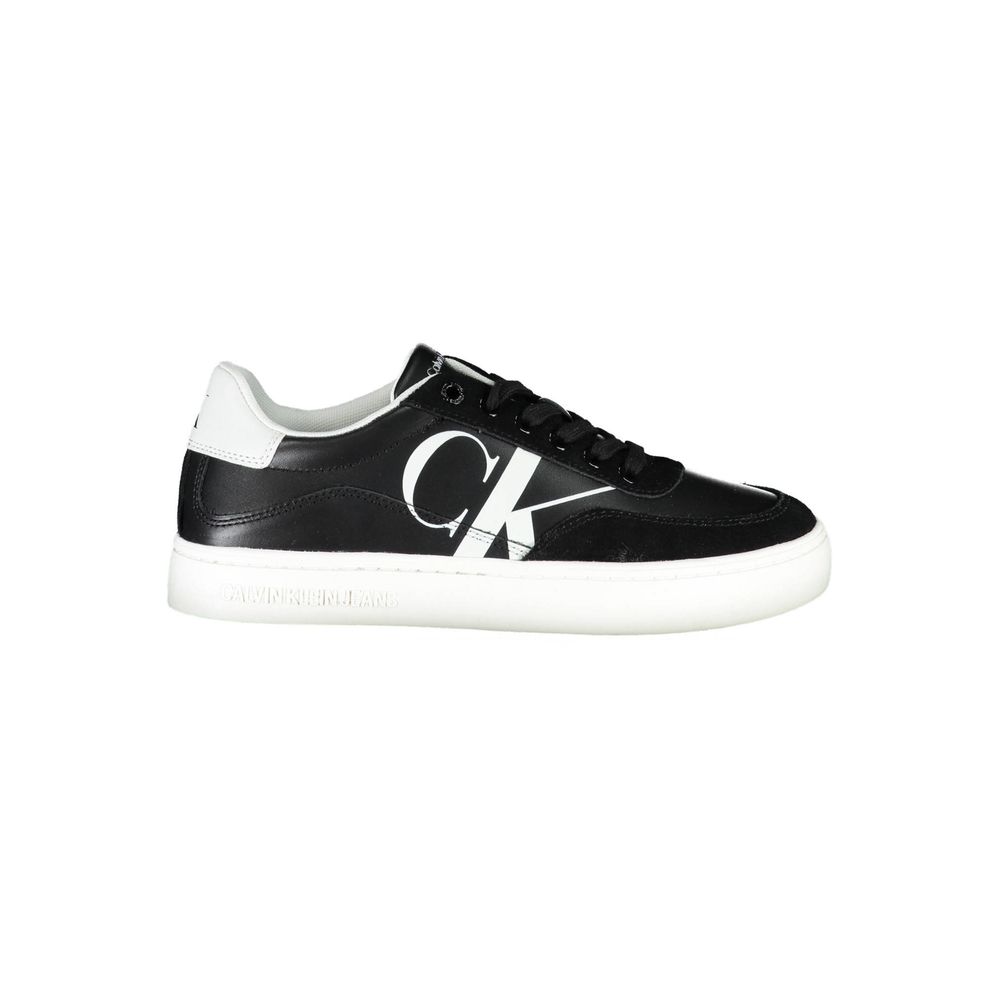 Sleek Black Lace-Up Sneakers With Contrast DetailsBreathe new life into your footgear collection with these sharp, lace-up sneakers from Calvin Klein. Flaunting eye-catching contrast details and the iconic logo, these shoes are not just a style statement