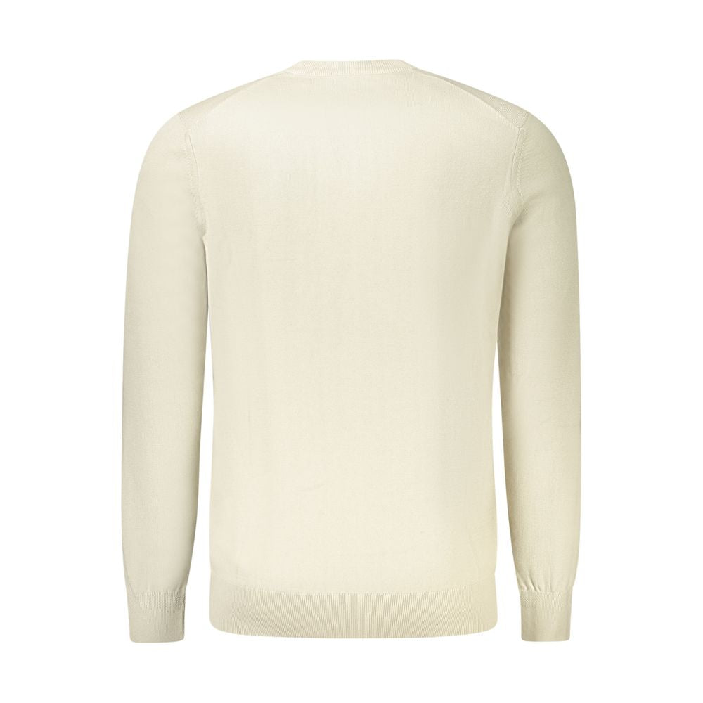 Beige Cotton Men SweaterIndulge in the supreme comfort and undeniable style of the Hugo Boss Long Sleeved T-Shirt. Crafted with a luxurious blend of 95% cotton and 5% cashmere, this beige crew neck staple is accentuated with a sleek application logo, ensu
