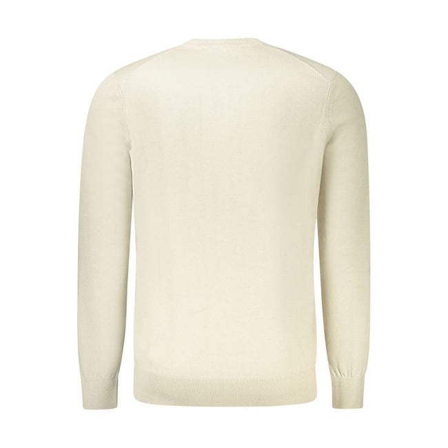 Beige Cotton Men SweaterIndulge in the supreme comfort and undeniable style of the Hugo Boss Long Sleeved T-Shirt. Crafted with a luxurious blend of 95% cotton and 5% cashmere, this beige crew neck staple is accentuated with a sleek application logo, ensu