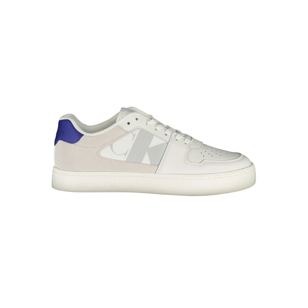 White Leather Mens SneakerStep out in style with the Calvin Klein sneakers, where sustainability meets sleek design. Bold white with striking contrast details and the iconic logo attract eyes with every step. These shoes not only make a statement but also