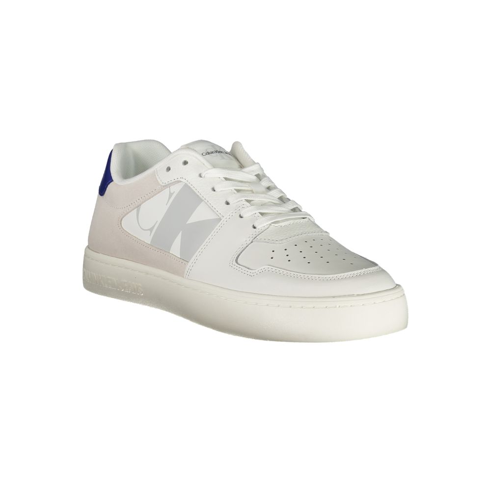 White Leather Mens SneakerStep out in style with the Calvin Klein sneakers, where sustainability meets sleek design. Bold white with striking contrast details and the iconic logo attract eyes with every step. These shoes not only make a statement but also
