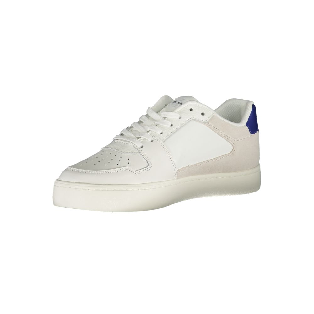 White Leather Mens SneakerStep out in style with the Calvin Klein sneakers, where sustainability meets sleek design. Bold white with striking contrast details and the iconic logo attract eyes with every step. These shoes not only make a statement but also