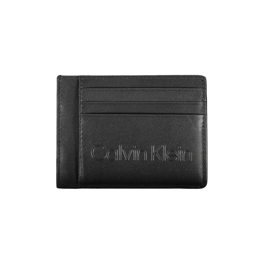 Black Polyethylene Men WalletInfuse everyday transactions with the sleek sophistication of Calvin Klein. This compact card holder is expertly crafted from 100% Polyethylene, boasting durability with a stylish edge. The essential accessory features a conve