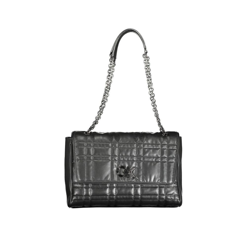 Black Polyester Women HandbagElevate your accessory game with the eco-conscious chic of this Calvin Klein handbag. Effortlessly versatile, it boasts a sleek black hue with contrasting details that add a pop of sophistication. Two chain handles provide a g