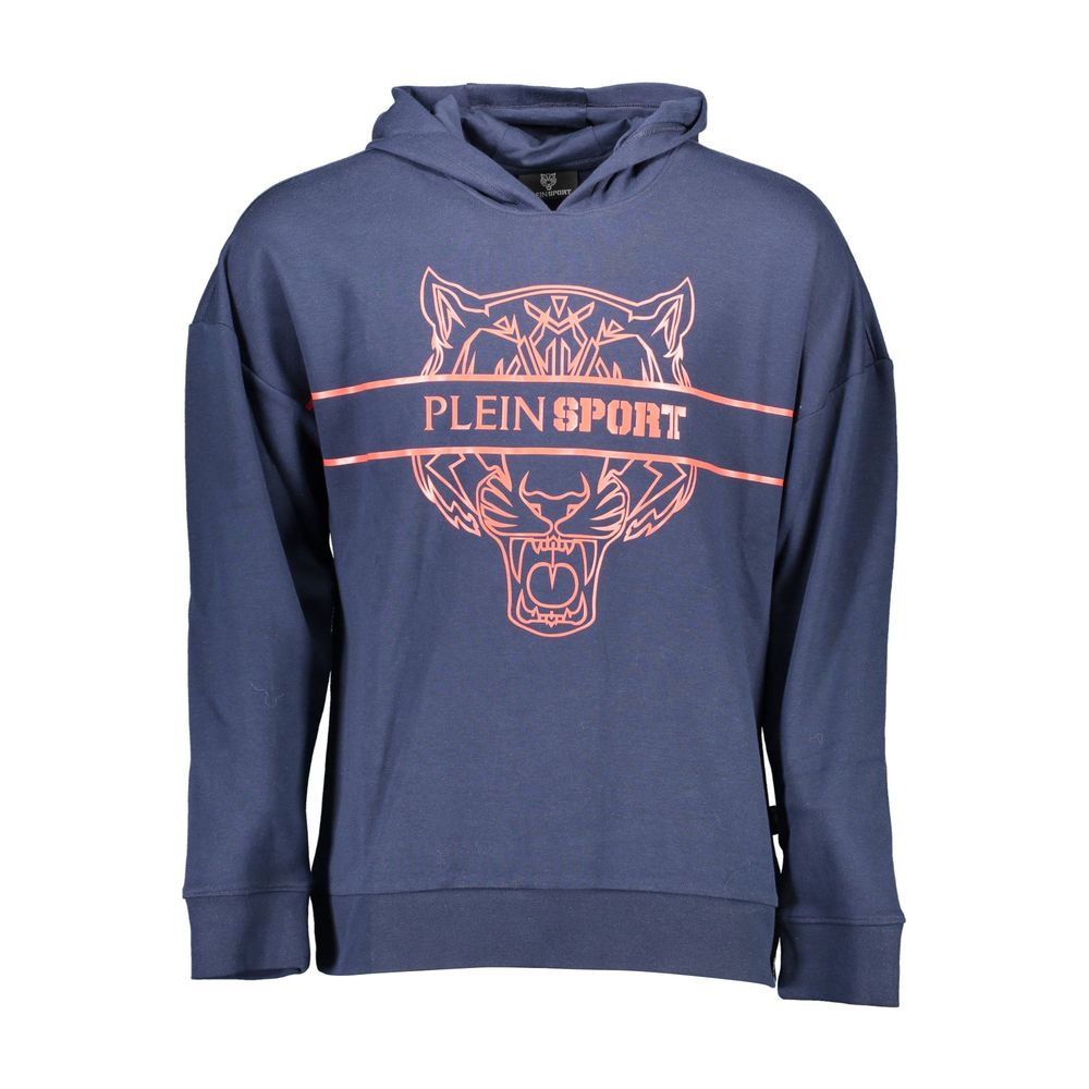 Blauer Kapuzenpullover aus Baumwolle mit auffälligem Logo-Detail