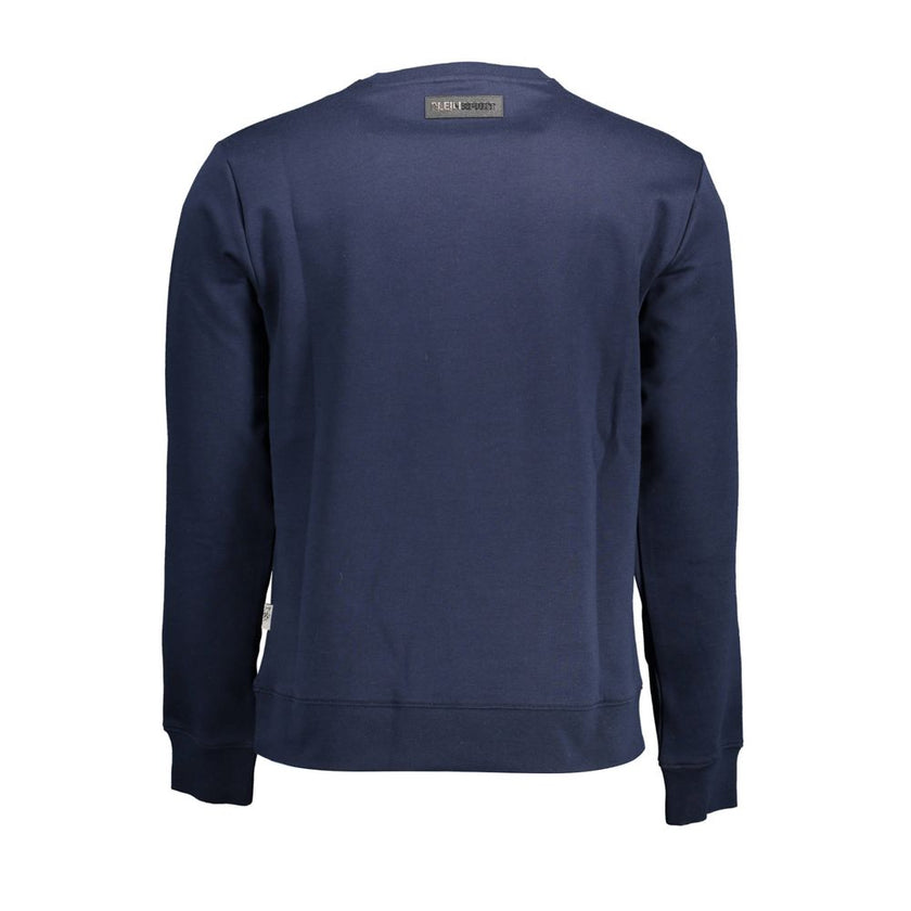 Blue Cotton Men SweaterUnleash your bold style with this Plein Sport sweatshirt—a statement blend of comfort and edgy aesthetics. Defined by its contrasting details and striking print, this crewneck champions the confident spirit of the brand. Perfect for