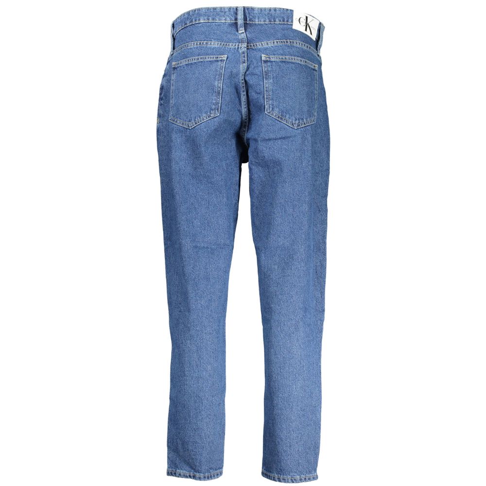 Blue Cotton Women JeansEmbrace the quintessential ’90s vibe with Calvin Klein’s reinvented denim classic—MOM JEANS. Tailored for the fashion-forward, these jeans feature 5 utilitarian pockets paired with button details exuding an inherently cool aesthetic