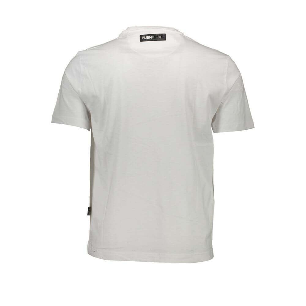 White Cotton Men T-ShirtStep into the world of high-octane style with this striking Plein Sport short sleeve T-shirt. Crafted for those who dare to stand out, this crew neck tee boasts bold contrasting details and a prominent logo that commands attention.