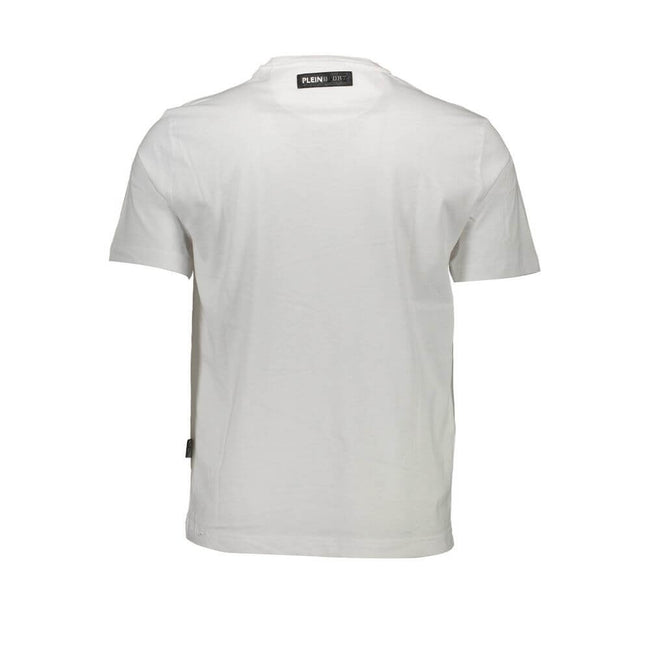 White Cotton Men T-ShirtStep into the world of high-octane style with this striking Plein Sport short sleeve T-shirt. Crafted for those who dare to stand out, this crew neck tee boasts bold contrasting details and a prominent logo that commands attention.